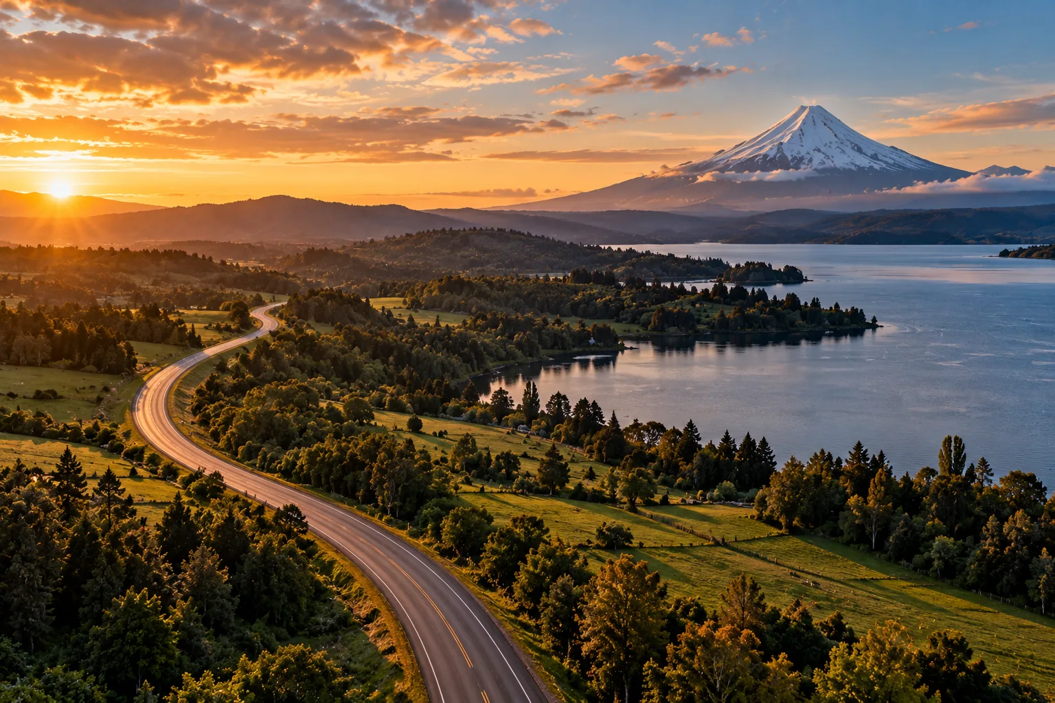 Carretera del sur de Chile para fletes a otras regiones